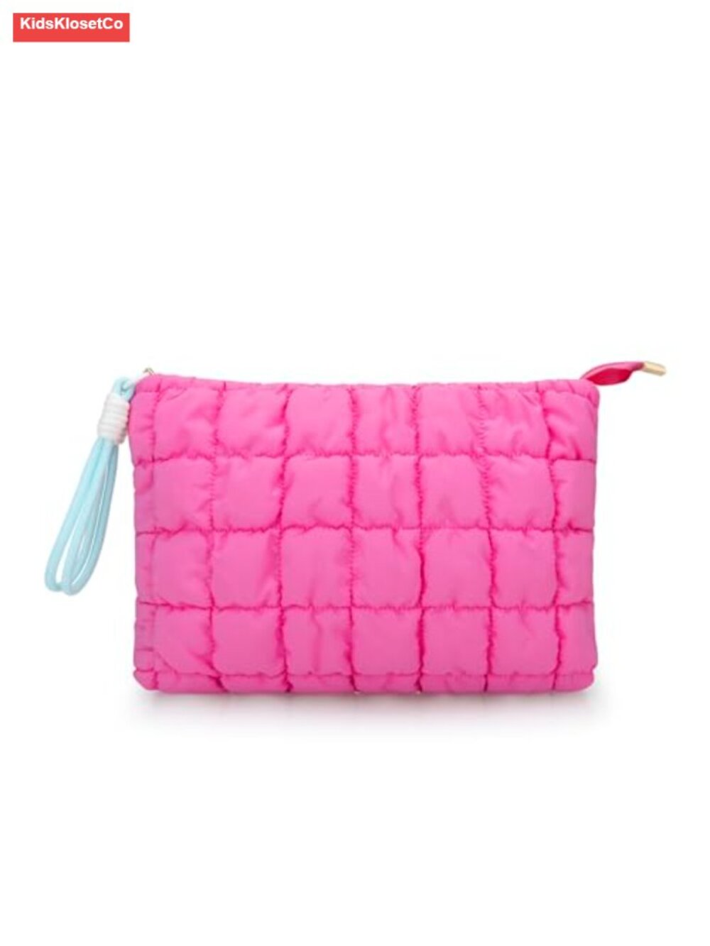 Puffer Quilted Makeup Bag with Handle, Detachable Wrist Strap, Large Capacity